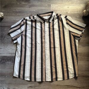 SHEIN Striped Button Up Short Sleeve Shirt